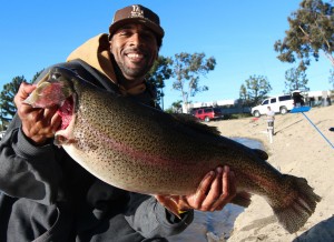 18-pound, 12-ounce rainbow landed by Tramel Kerl