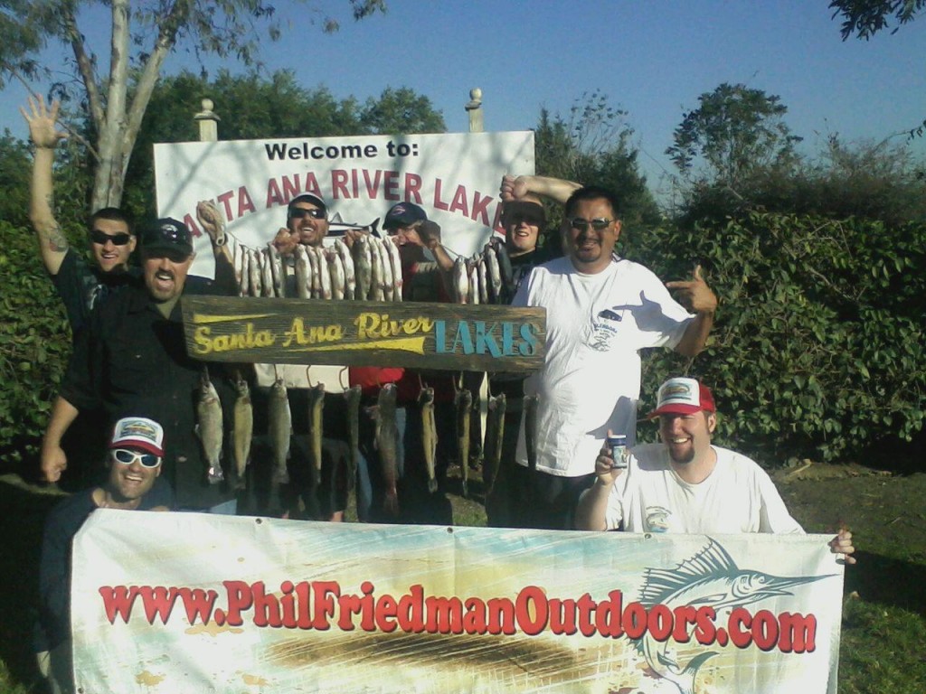 Phil Friedman and staff fishing at Santa Ana River Lakes
