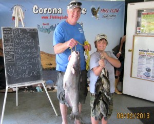 Pat O'Donnell & Hayden Shirley of Palmdale caught 15 fish - a mixture of catfish & tilapia totaling 27  pounds 8 ounces - largest catfish weighed in at 17  pound 8 ounces