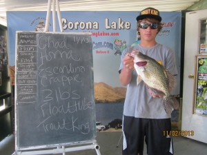 chad homan 3 pound crappie - corona lake