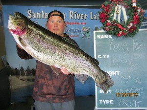 Kory Allen of Anaheim caught a 13 pound 8 ounce trout using chartreuse rolled in Hatchery Dust