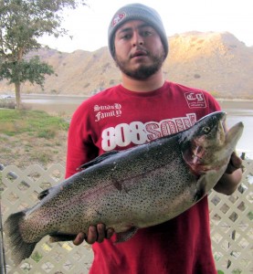 Mike Martinez of Carson caught a  17 pound 8 ounce monster trout using a Smokin jig fishing back in the trees
