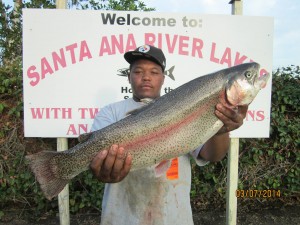 Chris Garland of L.A. caught a 13 pound 8 ounce trout using PowerBait fishing in Chris' Pond - SARL