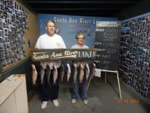 Shirley Bhurl & Gary Weir of Cypress caught 10 catfish totaling 20 pounds using mackerel also in the Catfish Lake - SARL