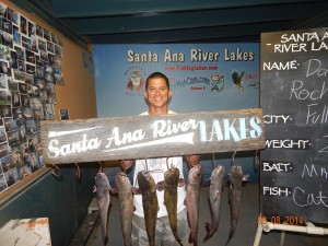 David Rochin of Fullerton caught 7 catfish totaling 21 pounds, his largest cat at 5 pounds using Whoopass catfish bait fishing in the Big Lake