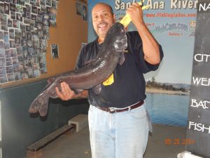 Paul McCarver of L.A. caught a 17 pound catfish using mackerel at Sandy Beach