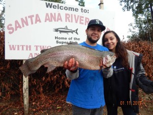 Reyes Canchola of Norwalk caught a 15 pound 6 ounce trout in the Kids Pond using a Thomas Buoyant lure