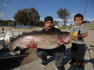 Mario Hernandez of Ontario caught a massive 21 pound 8 ounce rainbow trout using rainbow PowerBait fishing at the pump house