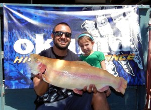 David Parez caught a 13 pound 8 ounce Lightning Trout using green PowerBait fishing in Chris' Pond at Johnny's corner