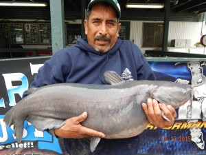 Florencio Casillas of Garden Grove caught and safely released a 28 pound catfish