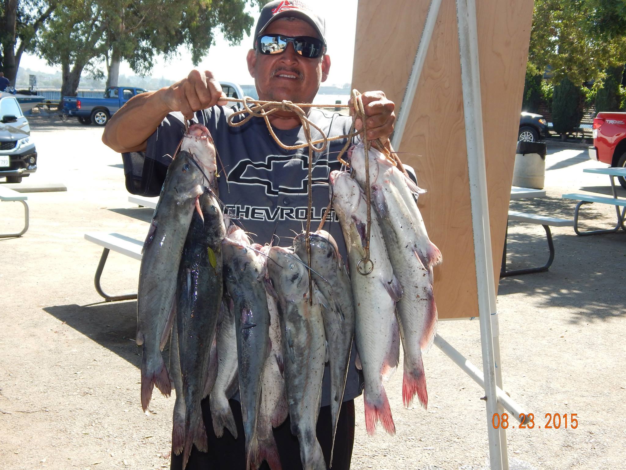 Santiago Palacious of W. Covina fished the overnight camping-fishing special and ended up with 14 catfish totaling 40 pounds