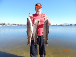 Fernando Diaz of Garden Grove caught 3 trout totaling 19 pounds, his largest was 7 pounds 8 ounces throwing jigs at Levtiz corner