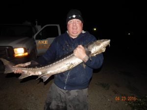 Sean with his 22 pound sturgeon caught and released at SARL