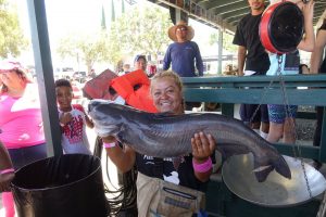 Judith M with her big 17 pound cat at sarl