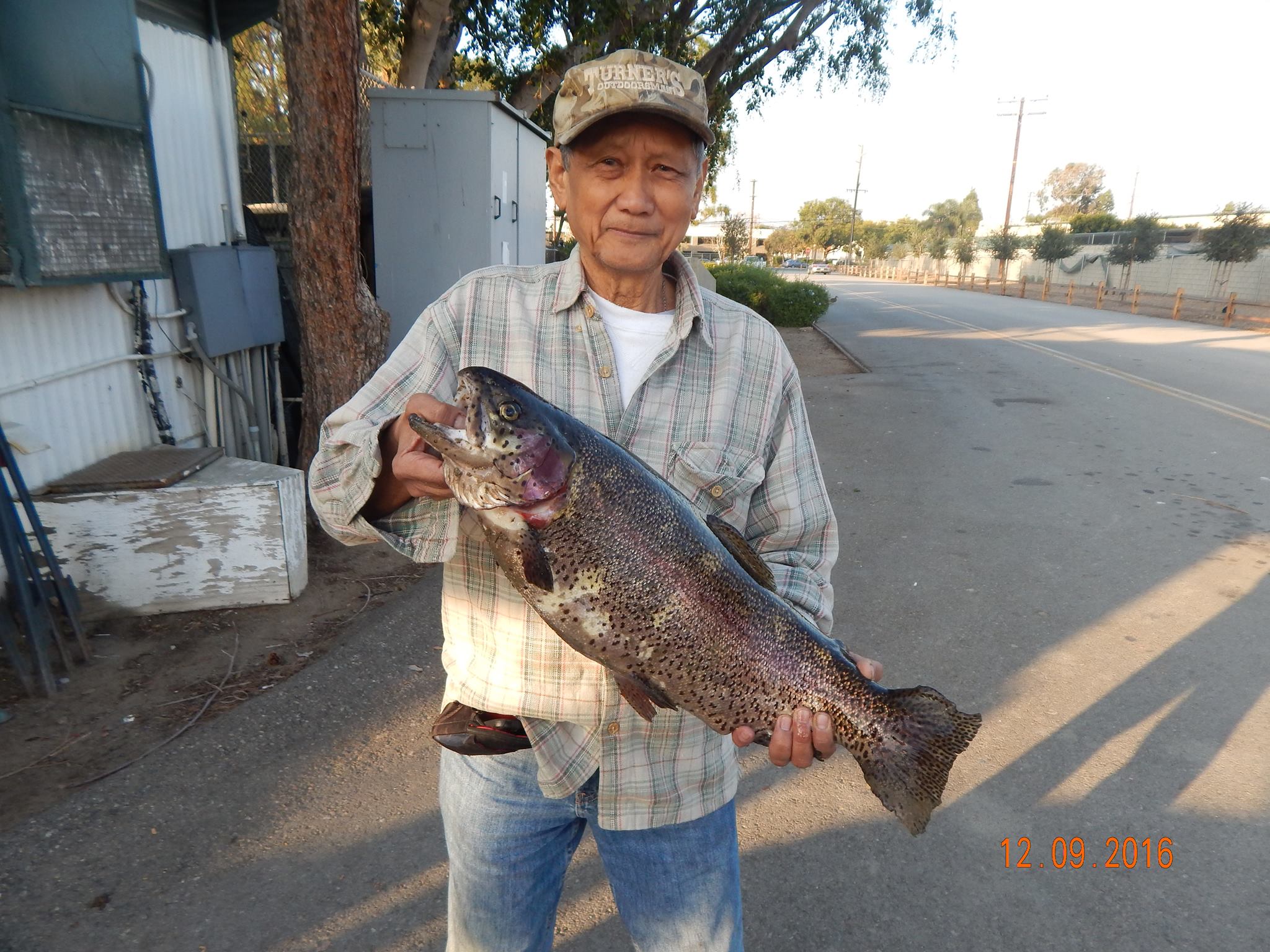 Brandon Liu from EL Monte with a 7 pound trout using a nightcrawler at the Bubble Hole