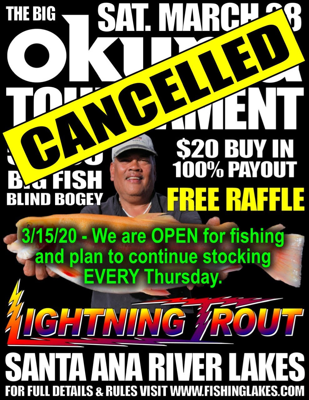 okuma lightning trout tournament canceled